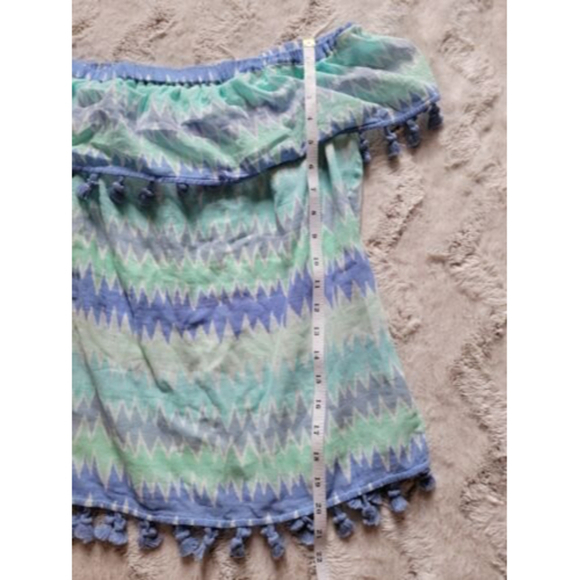 Sail To Sable 100% Cotton Off Shoulder Fringe Tassel Accent Blouse Size XXS - Picture 9 of 12